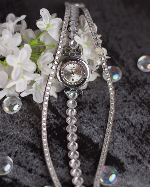 Reloj Pulsera Gris con Piedras