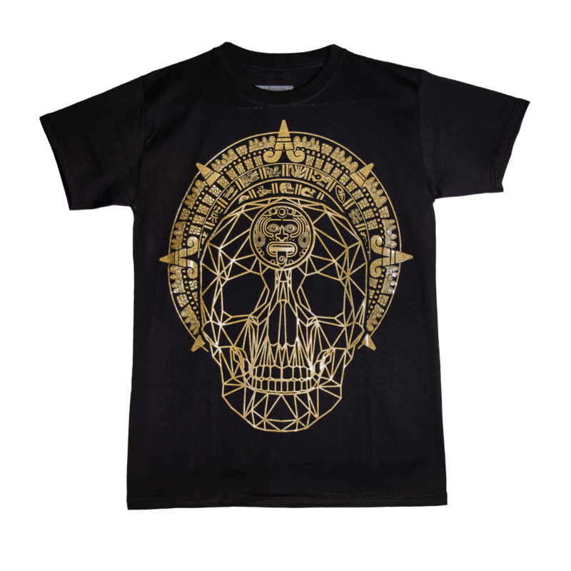 playera calavera dorada y calendario azteca urban lyon