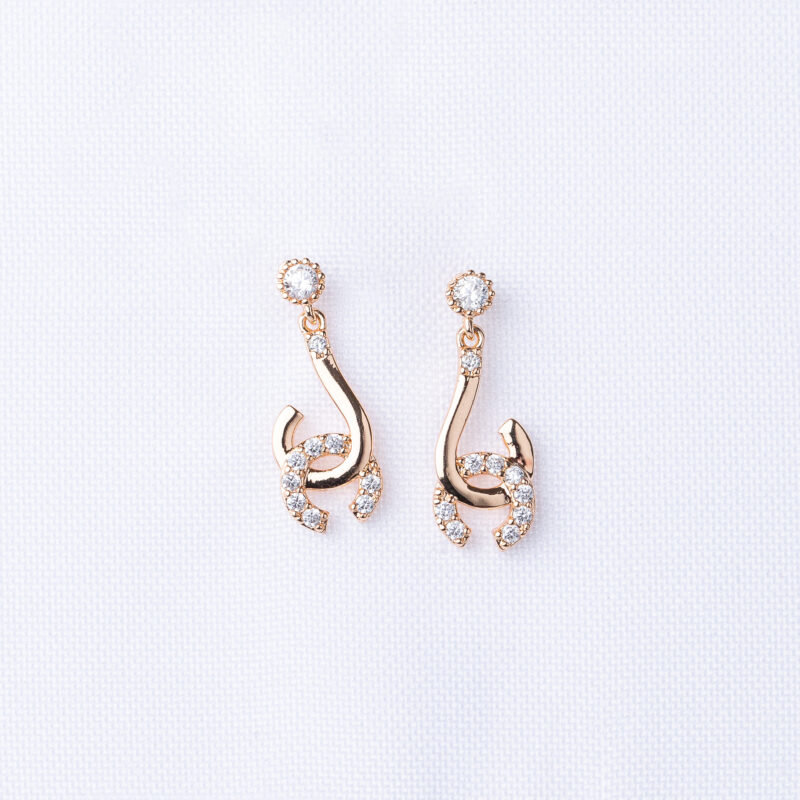 aretes de herradura con zirconias urban lyon baño de oro 18k