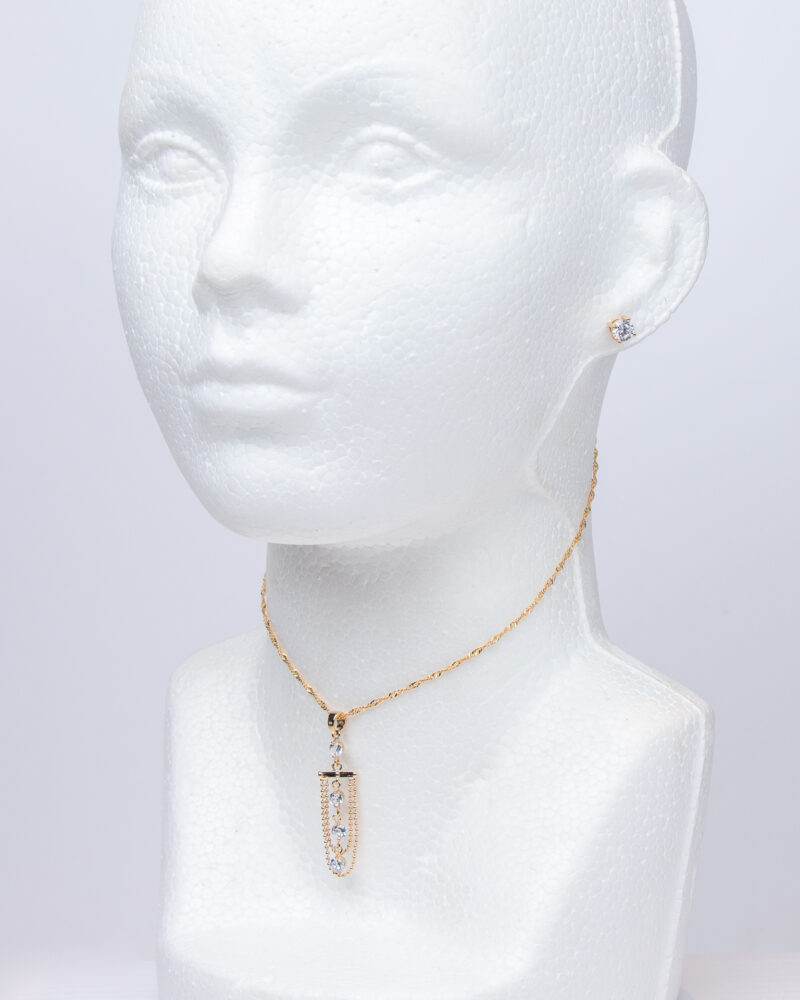 set dije collar y aretes con zirconias urban lyon baño de oro 18k