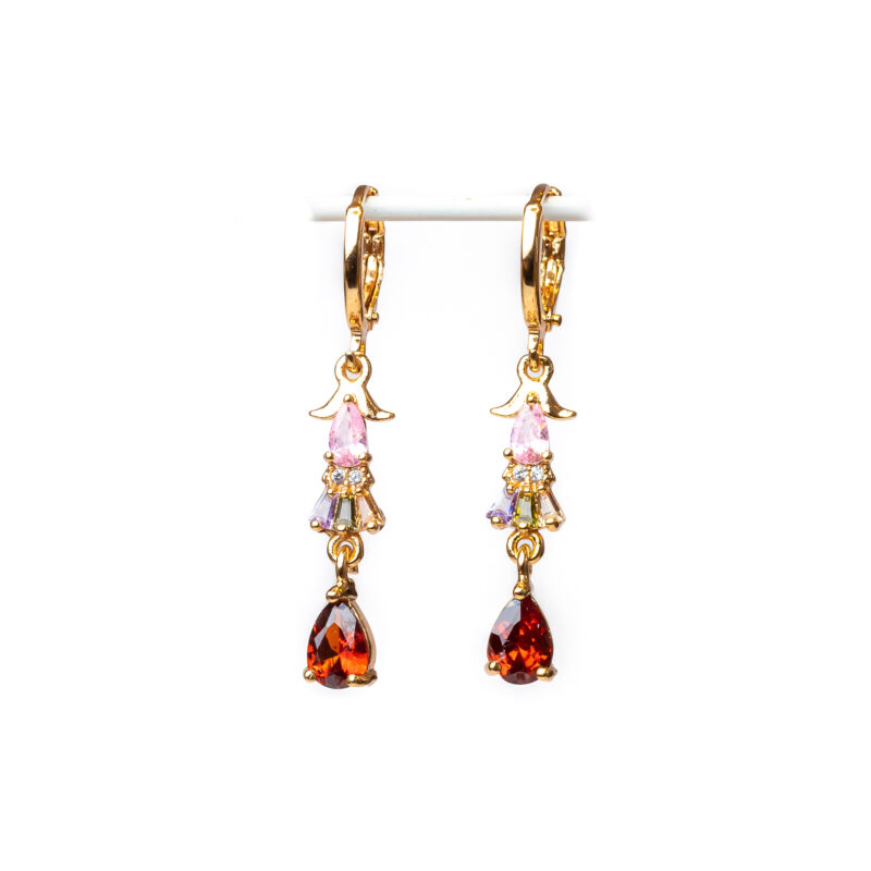 aretes de piedras largos baño de oro 18k urban lyon