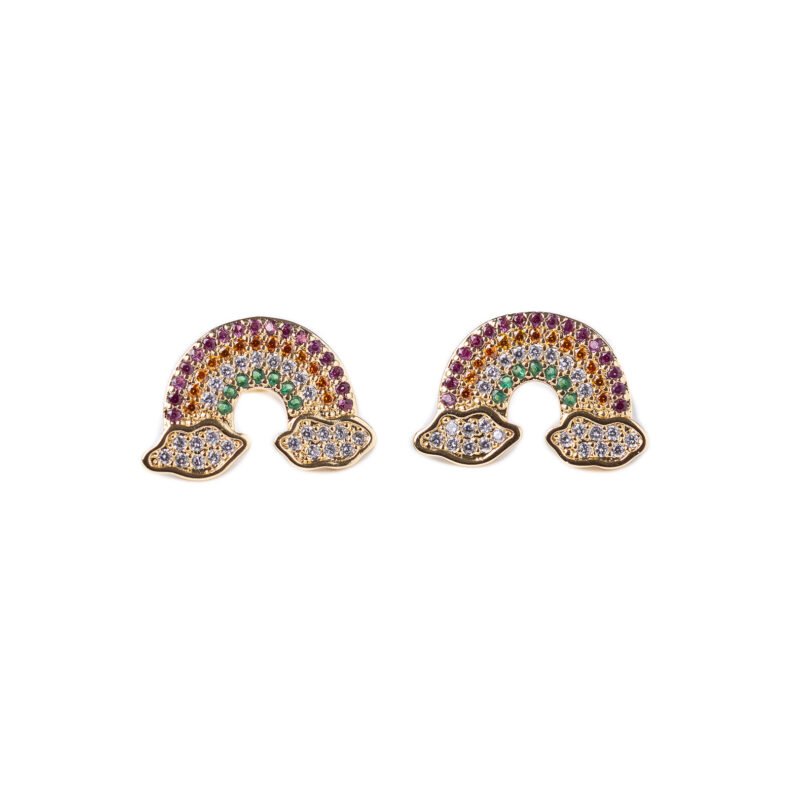 aretes de arcoiris en chapa de oro de 18k urban lyon