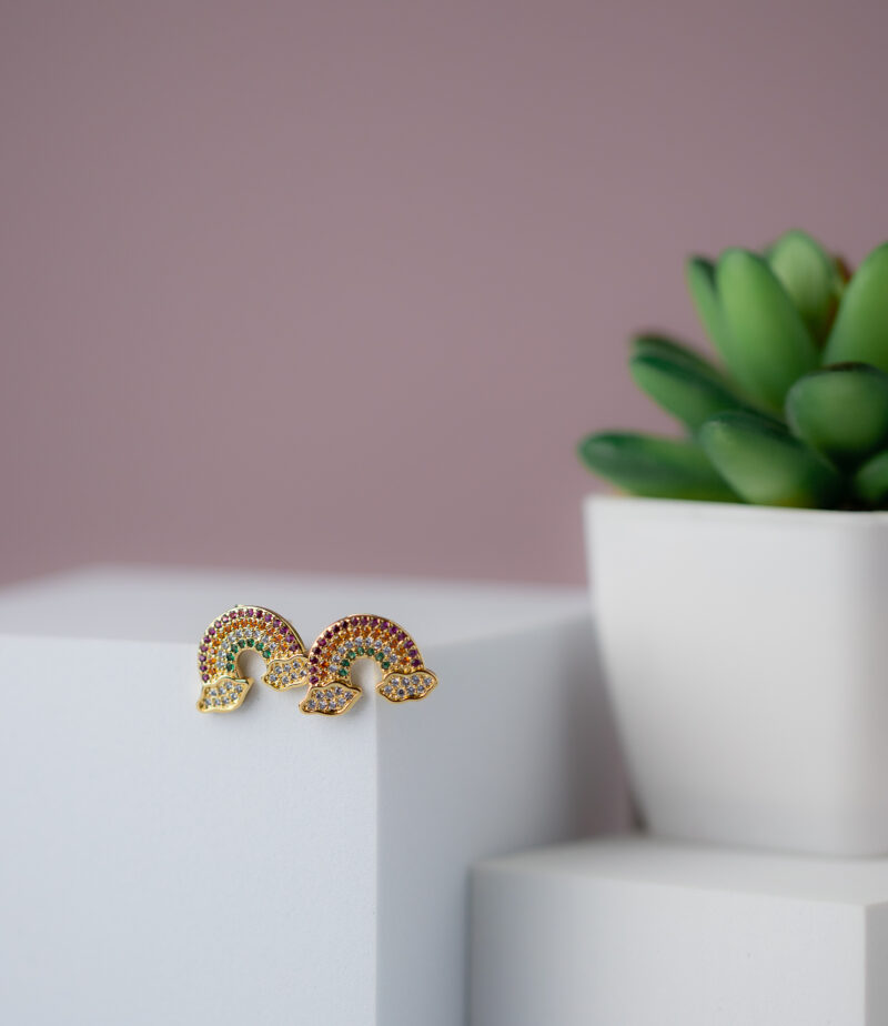 aretes de arcoiris en chapa de oro 18k urban lyon