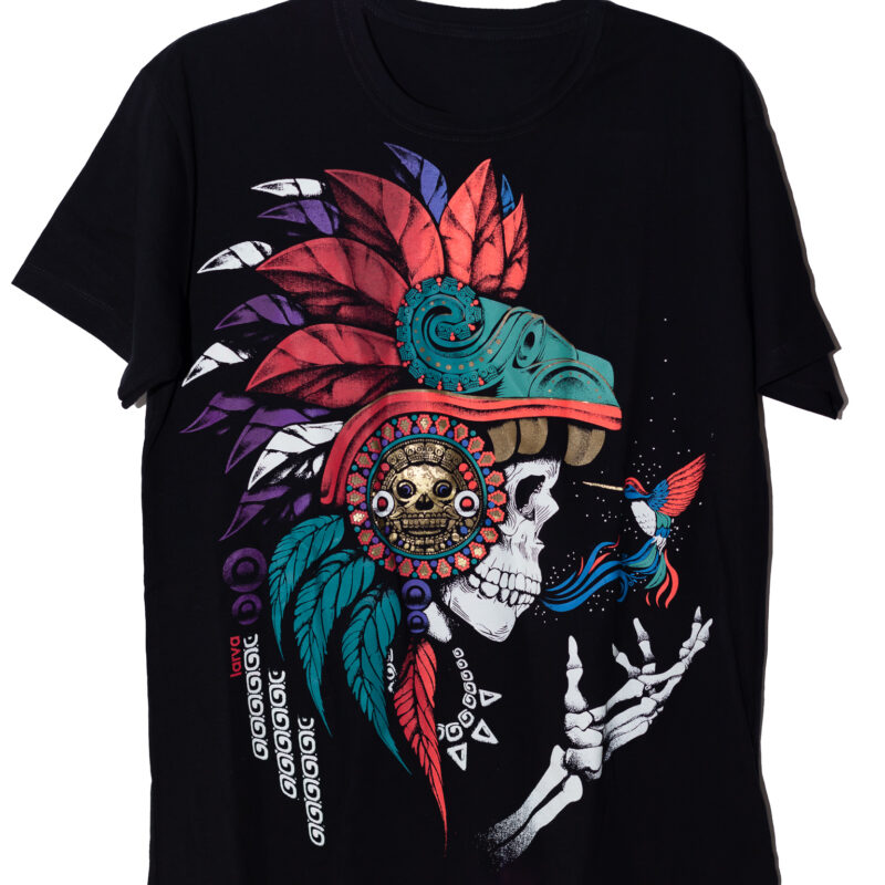 Camiseta Colibrí Quetzalcóatl Huitzilopochtli Cráneo