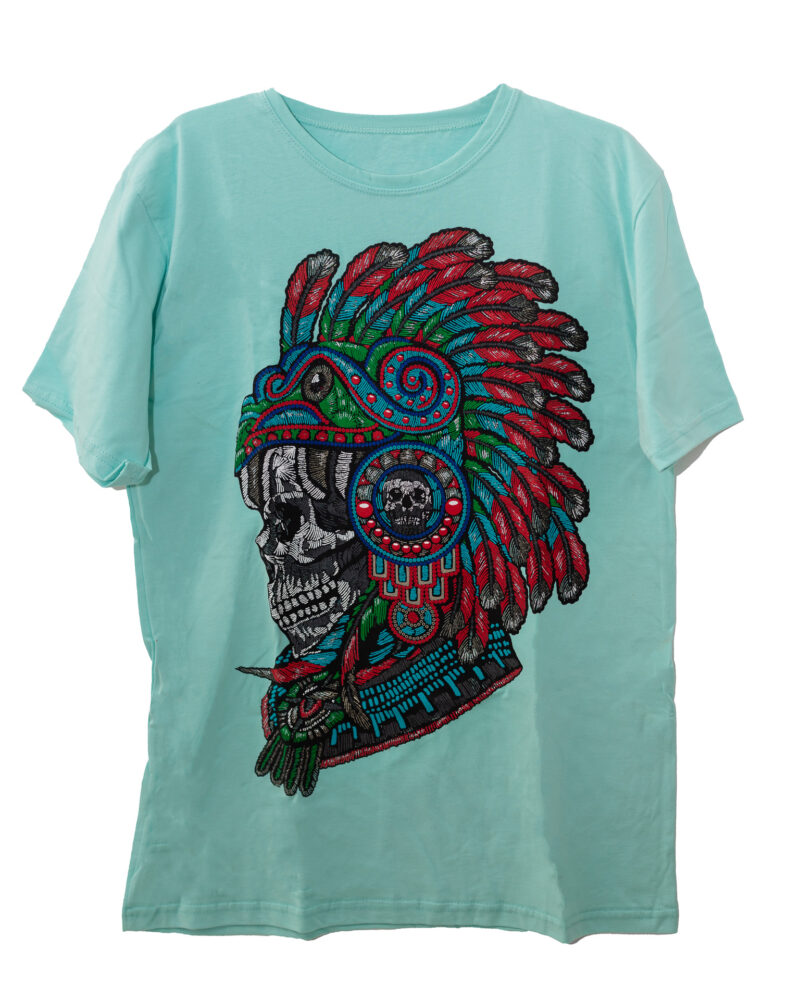 Playera Calavera Azteca Plumas