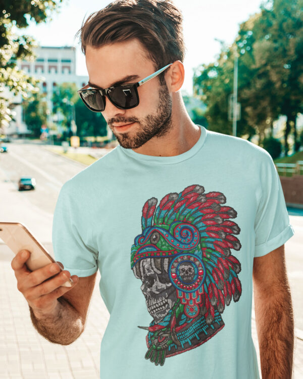 Playera Calavera Azteca Plumas