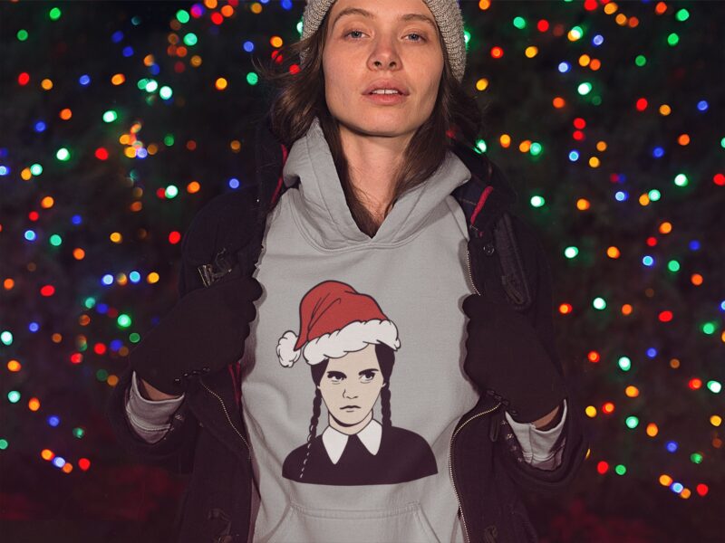 Hoodie Merlina Addams Santa